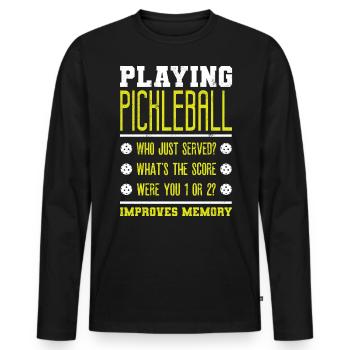 Playing Pickleball improves memory - Men's Premium Organic Long Sleeve Shirt - black - Front - Nico (187cm)