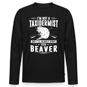 Biberjäger, Biberjagd - Männer Premium Bio Langarmshirt - Schwarz - Vorne - Nico (187cm)