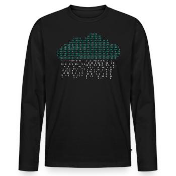 Ingénieur Cloud, Cloud Bits, Développeur logiciel - T-shirt manches longues Premium bio Homme - noir - Devant - Nico (187cm)