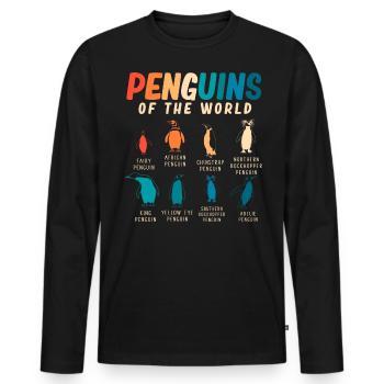 Penguins, Penguins, Penguin lovers - Men's Premium Organic Long Sleeve Shirt - black - Front - Nico (187cm)
