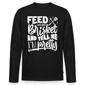 Brisketliebhaber, Briskets, BBQ - Men's Premium Organic Long Sleeve Shirt - black - Front - Nico (187cm)