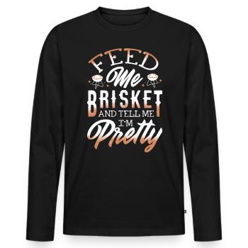 Brisketliebhaber, Briskets, BBQ - Men's Premium Organic Long Sleeve Shirt - black - Front - Nico (187cm)