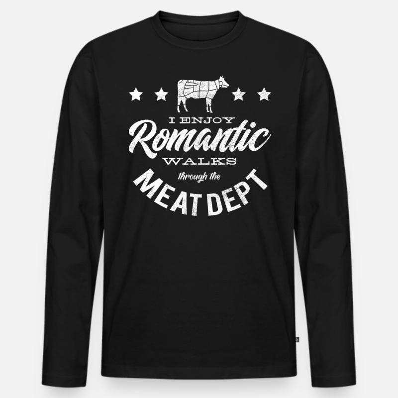 Fleischliebhaber, Fleisch, Schweinefleisch, BBQ - Männer Premium Bio Langarmshirt - Schwarz