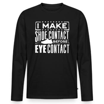 J’établis un contact avec la chaussure avant le contact visuel - T-shirt manches longues Premium bio Homme - noir - Devant - Nico (187cm)