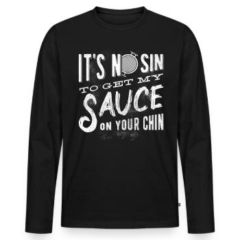 Ce n’est pas un fils pour mettre ma sauce sur elle - T-shirt manches longues Premium bio Homme - noir - Devant - Nico (187cm)