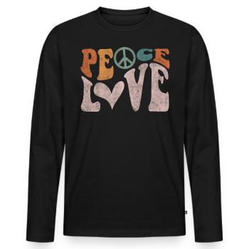 Amour de la paix, paix - T-shirt manches longues Premium bio Homme - noir - Devant - Nico (187cm)