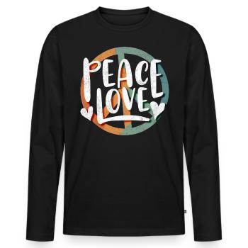 Amour de la paix, paix - T-shirt manches longues Premium bio Homme - noir - Devant - Nico (187cm)