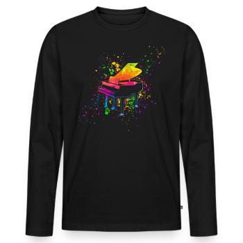 Piano, Pianist - Men's Premium Organic Long Sleeve Shirt - black - Front - Nico (187cm)