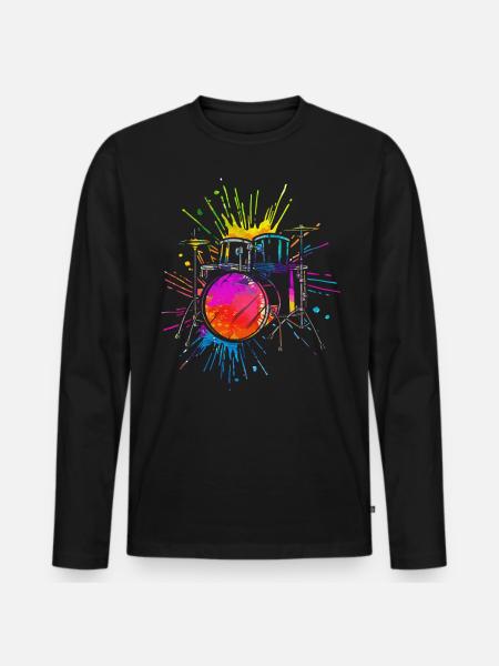 Drums, drummer - Men's Premium Organic Long Sleeve Shirt - black