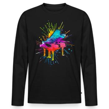 Piano, Pianist - Men's Premium Organic Long Sleeve Shirt - black - Front - Nico (187cm)