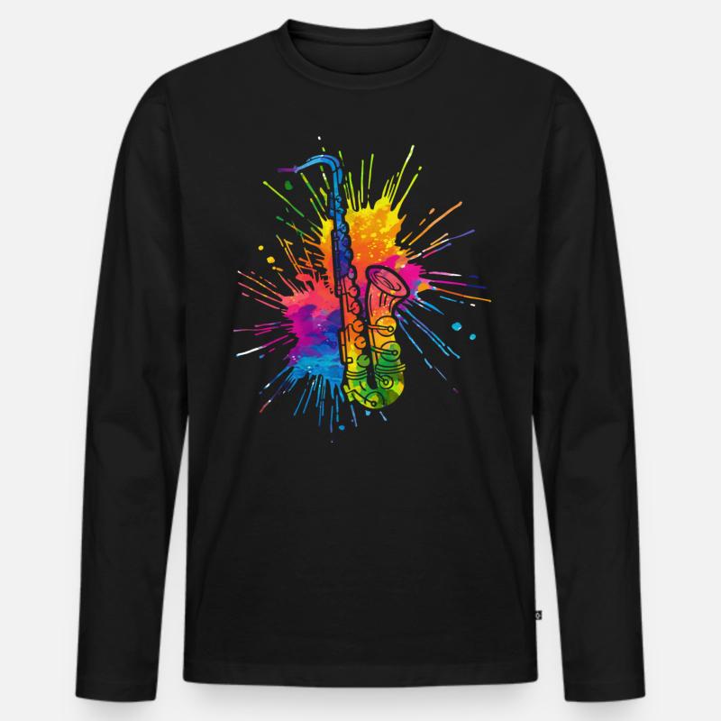 Saxofon, SAXofonist - Männer Premium Bio Langarmshirt - Schwarz