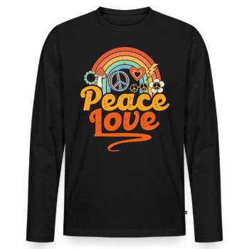 Friedensliebe Hippie - Männer Premium Bio Langarmshirt - Schwarz - Vorne - Nico (187cm)