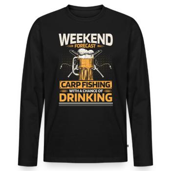 Carp fishing and drinking. - Men's Premium Organic Long Sleeve Shirt - black - Front - Nico (187cm)