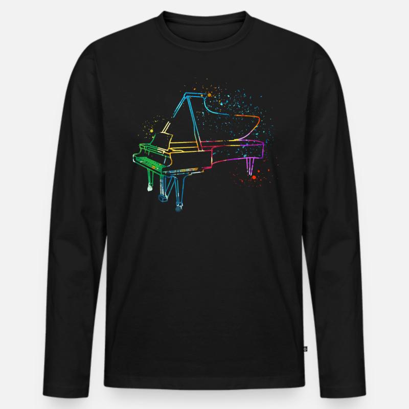 Piano, Pianist - Männer Premium Bio Langarmshirt - Schwarz