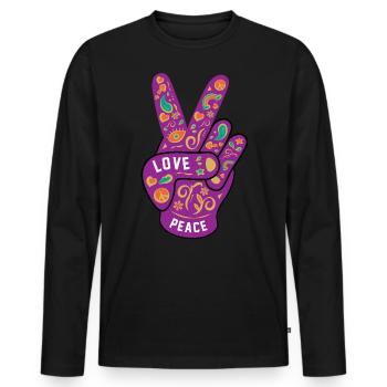 Friedensliebe Hippie - Männer Premium Bio Langarmshirt - Schwarz - Vorne - Nico (187cm)
