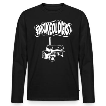 Smokoligist, BBQ, Grill, - Men's Premium Organic Long Sleeve Shirt - black - Front - Nico (187cm)