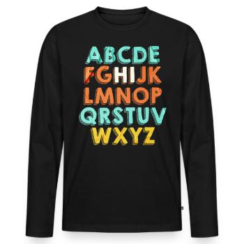 ABC Hello Kindergarten Back to School - T-shirt manches longues Premium bio Homme - noir - Devant - Nico (187cm)