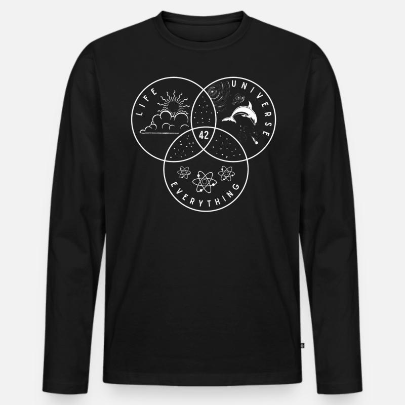 42 Leben Universum Alles - Männer Premium Bio Langarmshirt - Schwarz