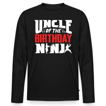 Geburtstag Der Ninja, Ninja, - Männer Premium Bio Langarmshirt - Schwarz - Vorne - Nico (187cm)