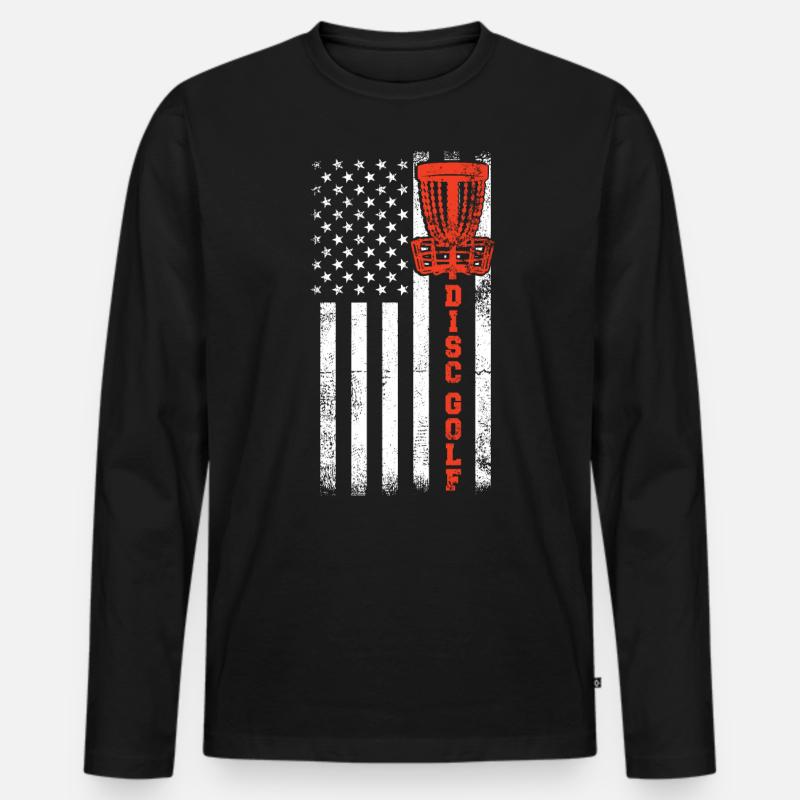 Discgolf, Discgolf US -Flagge - Männer Premium Bio Langarmshirt - Schwarz