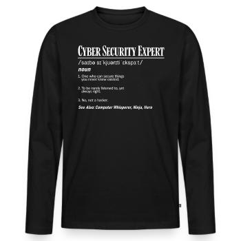Expert en cybersécurité - T-shirt manches longues Premium bio Homme - noir - Devant - Nico (187cm)