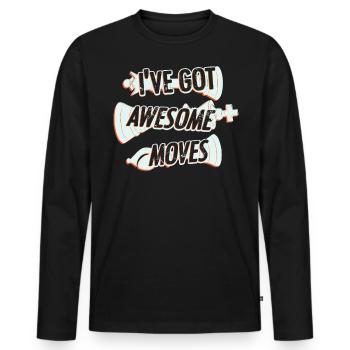 échecs, joueur d’échecs, citation d’échecs - T-shirt manches longues Premium bio Homme - noir - Devant - Nico (187cm)