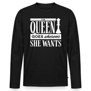 échecs, joueur d’échecs, citation d’échecs - T-shirt manches longues Premium bio Homme - noir - Devant - Nico (187cm)