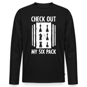 échecs, joueur d’échecs, citation d’échecs - T-shirt manches longues Premium bio Homme - noir - Devant - Nico (187cm)