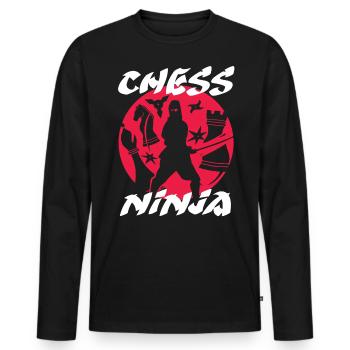 échecs, joueur d’échecs, citation d’échecs - T-shirt manches longues Premium bio Homme - noir - Devant - Nico (187cm)