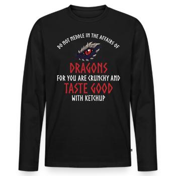 Dragon ketchup quote, dragon - Men's Premium Organic Long Sleeve Shirt - black - Front - Nico (187cm)