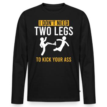 Prothèse de jambe, prothèse, amputé, amputation - T-shirt manches longues Premium bio Homme - noir - Devant - Nico (187cm)