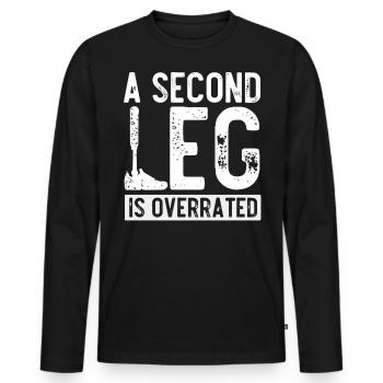 Prothèse de jambe, prothèse, amputé, amputation - T-shirt manches longues Premium bio Homme - noir - Devant - Nico (187cm)