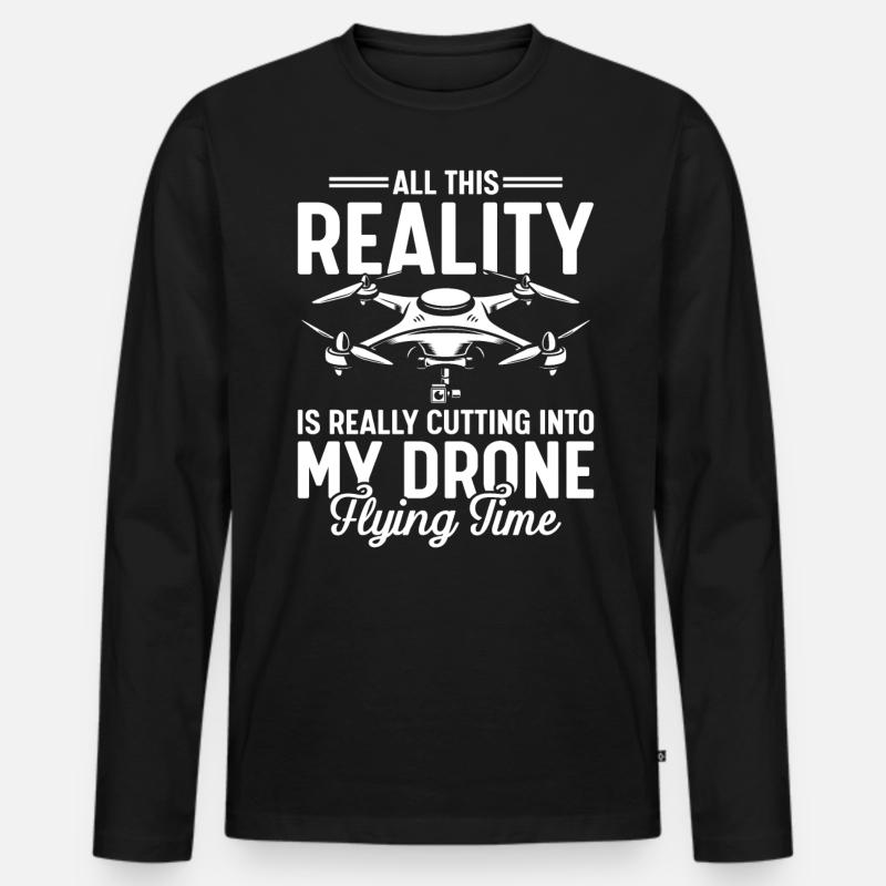 Drones, drones, drone flying - Men's Premium Organic Long Sleeve Shirt - black