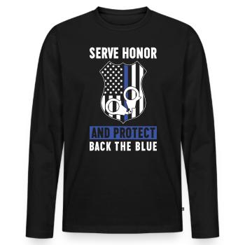 Appreciation of the policeman - Men's Premium Organic Long Sleeve Shirt - black - Front - Nico (187cm)
