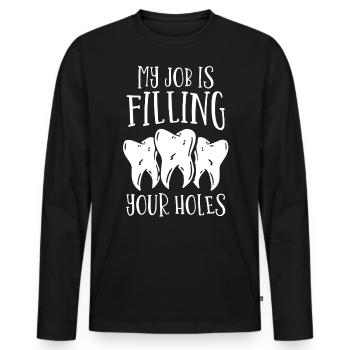 dentist, dentist, doctor, dentist, dentist - Men's Premium Organic Long Sleeve Shirt - black - Front - Nico (187cm)