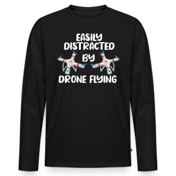 Drone volant, drones, drones, modèles réduits d’avions - T-shirt manches longues Premium bio Homme - noir - Devant - Nico (187cm)