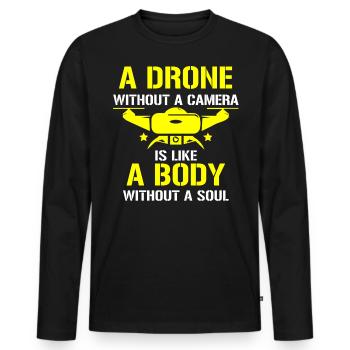 Drone volant, drones, drones, modèles réduits d’avions - T-shirt manches longues Premium bio Homme - noir - Devant - Nico (187cm)