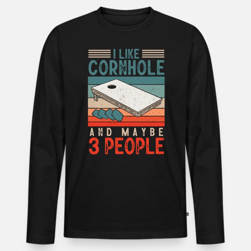 Cornhole-Spieler - Männer Premium Bio Langarmshirt - Schwarz