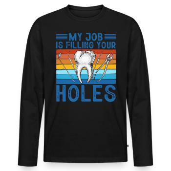 Technicien dentaire, cadre dentaire, hygiéniste dentaire - T-shirt manches longues Premium bio Homme - noir - Devant - Nico (187cm)