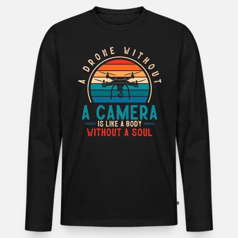 Drone flying, aerial drones, multicopters, drones - Men's Premium Organic Long Sleeve Shirt - black