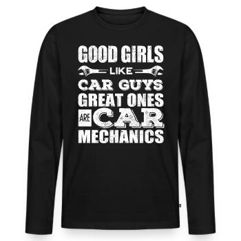 Car mechanic, mechanic, car mechanic - Men's Premium Organic Long Sleeve Shirt - black - Front - Nico (187cm)