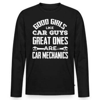 Car mechanic, mechanic, car mechanic - Men's Premium Organic Long Sleeve Shirt - black - Front - Nico (187cm)