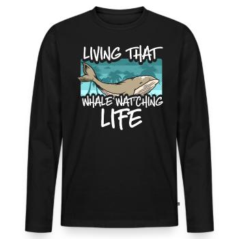 Walbeobachtung, Meeresbiologie, Meereswissenschaft - Männer Premium Bio Langarmshirt - Schwarz - Vorne - Nico (187cm)
