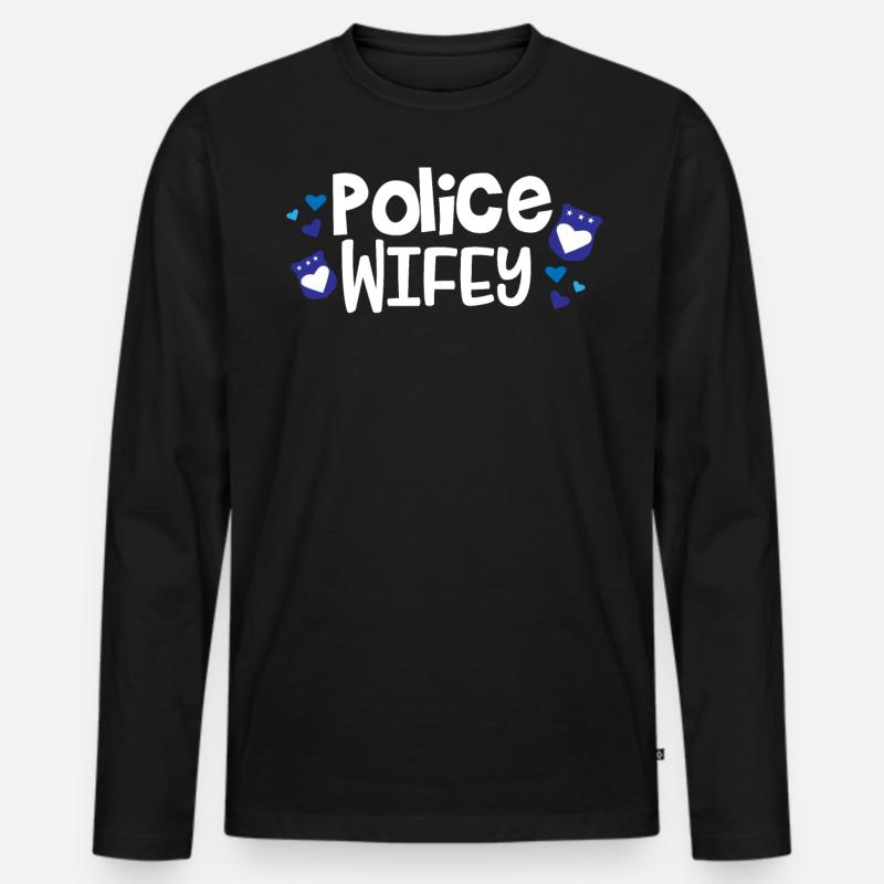 Polizeibeamter Uniformkostüm - Männer Premium Bio Langarmshirt - Schwarz