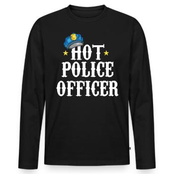 Costume d’uniforme de policier - T-shirt manches longues Premium bio Homme - noir - Devant - Nico (187cm)