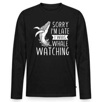 Whales, whales, whale watching, whale watching - Men's Premium Organic Long Sleeve Shirt - black - Front - Nico (187cm)