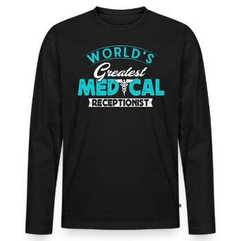 Physician assistant, receptionist - Men's Premium Organic Long Sleeve Shirt - black - Front - Nico (187cm)