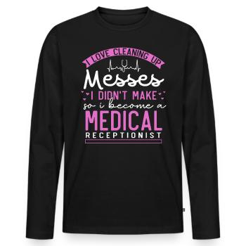 Physician assistant, receptionist - Men's Premium Organic Long Sleeve Shirt - black - Front - Nico (187cm)
