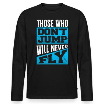 Skydiving, Skydiving - Men's Premium Organic Long Sleeve Shirt - black - Front - Nico (187cm)