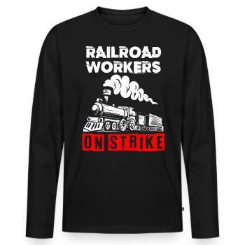 Railway Ladder, Railway Railfan - Men's Premium Organic Long Sleeve Shirt - black - Front - Nico (187cm)